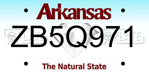 ZB5Q971 Arkansas License Plate