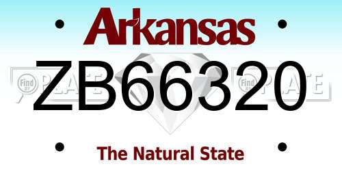 ZB66320 Arkansas License Plate