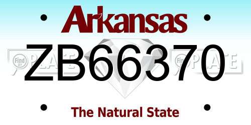 ZB66370 Arkansas License Plate