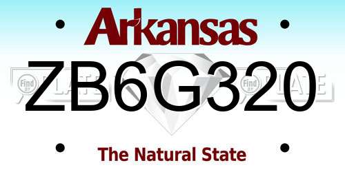 ZB6G320 Arkansas License Plate