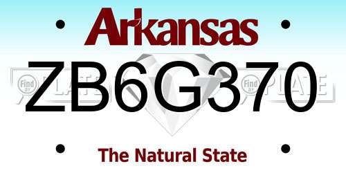 ZB6G370 Arkansas License Plate