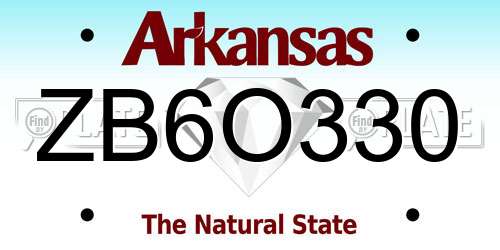 ZB6O330 Arkansas License Plate