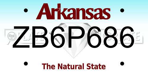 ZB6P686 Arkansas License Plate