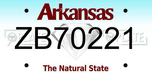 ZB70221 Arkansas License Plate