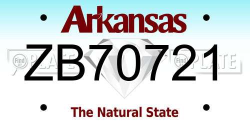 ZB70721 Arkansas License Plate