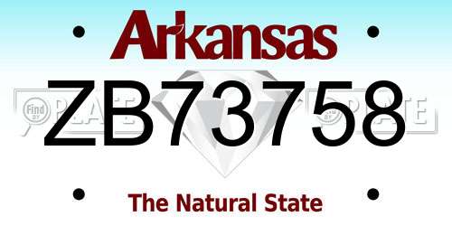 ZB73758 Arkansas License Plate