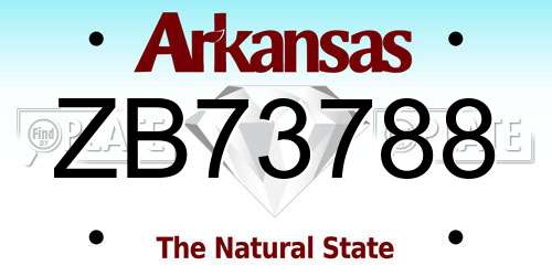 ZB73788 Arkansas License Plate