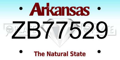 ZB77529 Arkansas License Plate