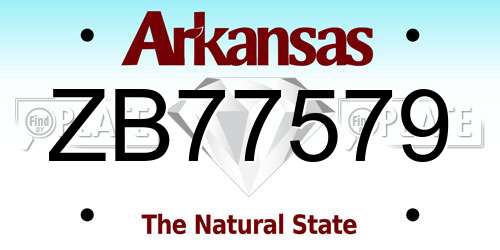 ZB77579 Arkansas License Plate