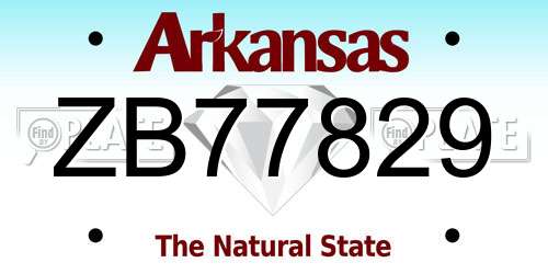ZB77829 Arkansas License Plate