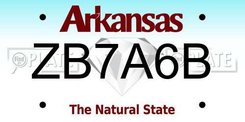 ZB7A6B Arkansas License Plate