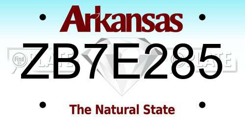 ZB7E285 Arkansas License Plate