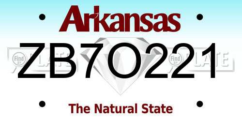 ZB7O221 Arkansas License Plate
