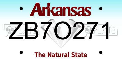 ZB7O271 Arkansas License Plate