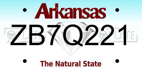 ZB7Q221 Arkansas License Plate