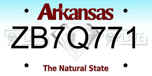 ZB7Q771 Arkansas License Plate