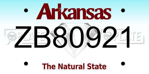 ZB80921 Arkansas License Plate