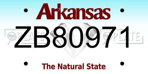 ZB80971 Arkansas License Plate