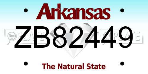 ZB82449 Arkansas License Plate