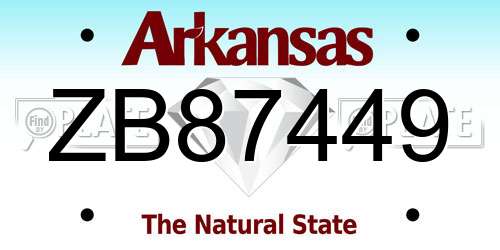 ZB87449 Arkansas License Plate