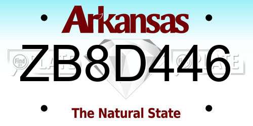 ZB8D446 Arkansas License Plate