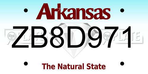 ZB8D971 Arkansas License Plate