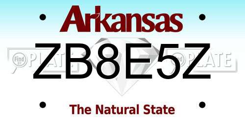 ZB8E5Z Arkansas License Plate