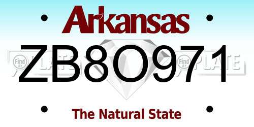 ZB8O971 Arkansas License Plate