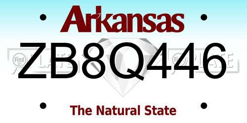 ZB8Q446 Arkansas License Plate