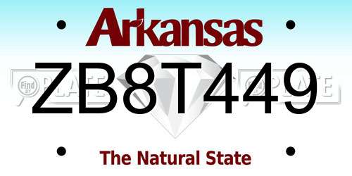 ZB8T449 Arkansas License Plate