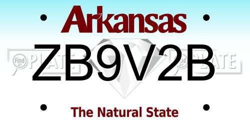 ZB9V2B Arkansas License Plate