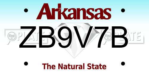ZB9V7B Arkansas License Plate