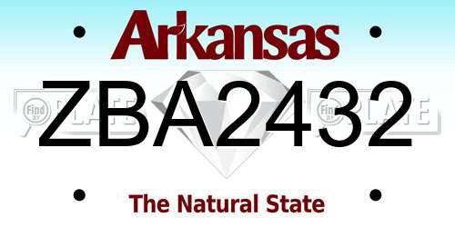 ZBA2432 Arkansas License Plate