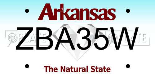 ZBA35W Arkansas License Plate