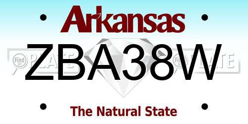 ZBA38W Arkansas License Plate