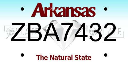 ZBA7432 Arkansas License Plate