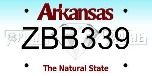 ZBB339 Arkansas License Plate