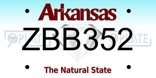 ZBB352 Arkansas License Plate