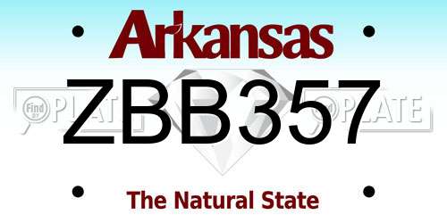 ZBB357 Arkansas License Plate