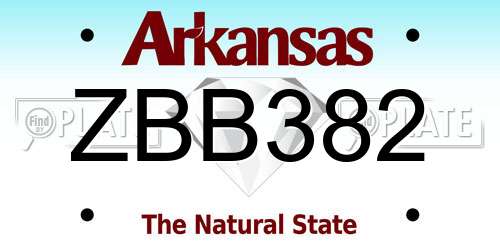 ZBB382 Arkansas License Plate