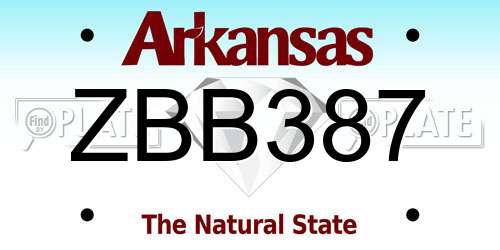 ZBB387 Arkansas License Plate