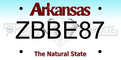 ZBBE87 Arkansas License Plate
