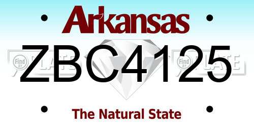 ZBC4125 Arkansas License Plate