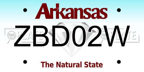 ZBD02W Arkansas License Plate
