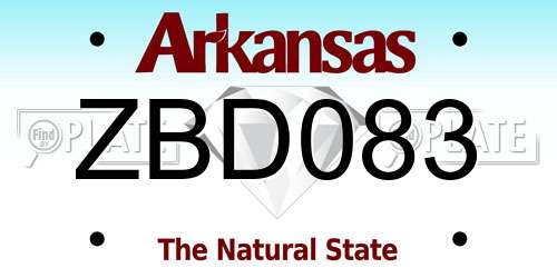 ZBD083 Arkansas License Plate