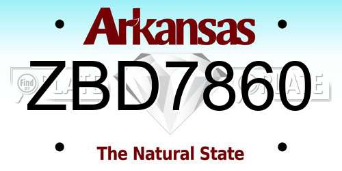 ZBD7860 Arkansas License Plate