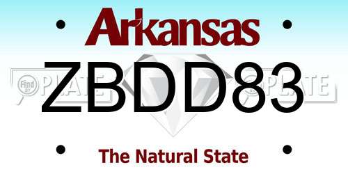 ZBDD83 Arkansas License Plate