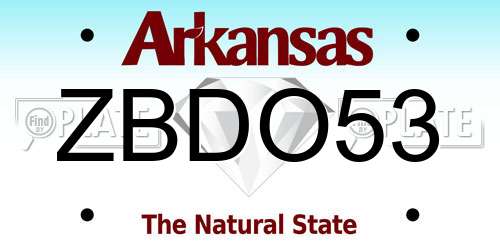 ZBDO53 Arkansas License Plate