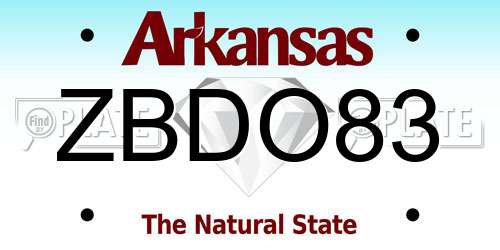 ZBDO83 Arkansas License Plate