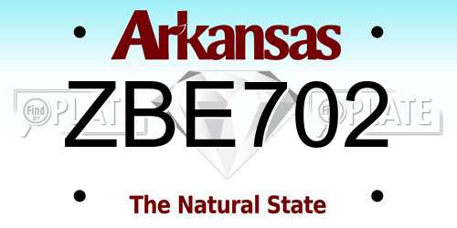 ZBE702 Arkansas License Plate